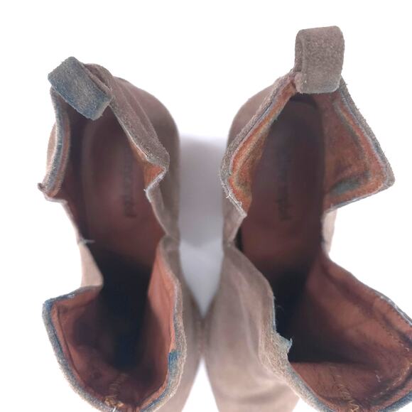 Jeffrey Campbell Cromwell Taupe Western Boho Metal Tip Stacked Block Bootie 8.5 - Picture 12 of 13